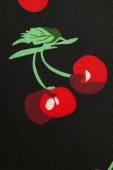 Vintage Cherry Print Halter Neck Dress, Sweet Slim-Fit Flared Skirt Elegant Evening Gown