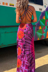 Heididress Strappy Backless Tie Dye Maxi Dress