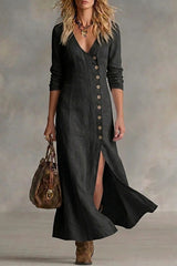 Casual Linen Cotton Button Dress