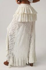 New Collection High-End Lace Western Style Irregular Midi Skirt