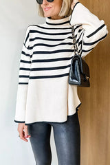 Heididress Turtleneck Side Split Striped Sweater
