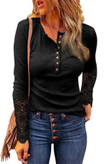 Heididress Suzanne Lace Splice Long Sleeve Blouses