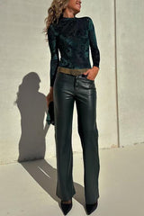 Heididress High Rise Faux Leather Pocketed Straight Leg Pants