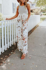 Heididress Striped Floral Splice Sleeveless Maxi Dress