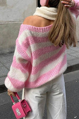 Heididress Drop Shoulder Striped Casual Pullover Sweater