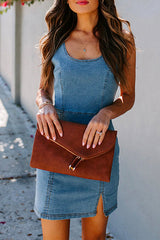 Heididress U Neck Slit Denim Bodycon Tank Dress