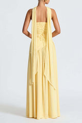 Heididress Strapless Back Lace-up High Slit Splice Maxi Dress