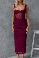 Heididress Sleeveless Twist Front Cut Out Ruched Bodycon Maxi Dress