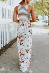 Heididress Stripes Splice Floral Printed Maxi Dress