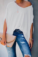 Heididress V Neck Batwing Short Sleeve Oversized T Shirt
