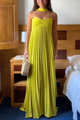 Heididress Strapless Back Lace-up Pleated Maxi Dress