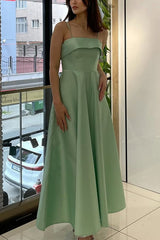Heididress Spaghetti Strap Waisted A-line Satin Maxi Dress