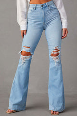 Heididress Distressed Bell Bottoms Ripped Trendy Jeans