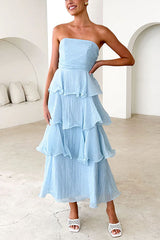 Heididress Strapless Ruffle Layered Maxi Dress