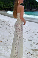 Heididress Strapless Lace Hollow Out Bodycon Maxi Dress