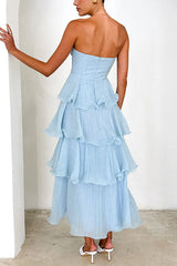 Heididress Strapless Ruffle Layered Maxi Dress