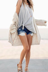 Heididress Casual Side Tie Knot Front Tank Top