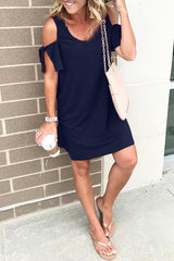 Heididress V Neck Cold Shoulder Casual Dress