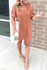 Heididress V Neck Cold Shoulder Casual Dress