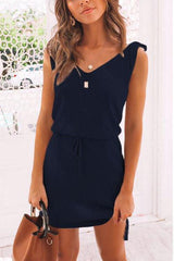 Heididress Butterfly On Shoulder Sleeveless Tie Waist Mini Dress