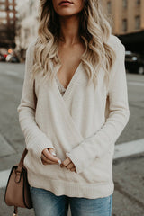 Heididress V Neck Long Sleeve Wrapped Sweater
