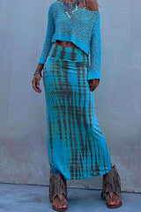 Heididress Casual High Waist Tie Dye Bodycon Skirts