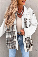 Heididress Button Down Long Sleeve Splice Plaid Jacket