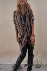 Heididress Irregular Front Cross Long Sleeve Tie Dye Top