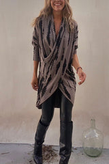 Heididress Irregular Front Cross Long Sleeve Tie Dye Top