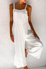 Heididress Solid Ruched Wide Leg Tank Jumpsuit