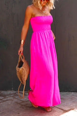 Heididress Strapless Smocked Pocketed Wide Leg Jumpsuit