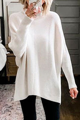 Heididress Solid Turtleneck Ribbed Knit Tunic Sweater