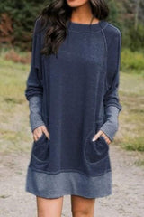 Heididress Splice Pockets Casual Sweatershirt Dress