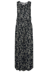 Front Slit Maxi Dress - White & Black