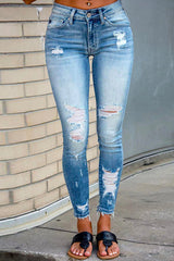 Heididress Raw Hem Ripped Stretch Pencil Jeans