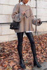 Heididress Crewneck Drop Shoulder Solid Loose Fit Sweater
