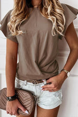 Heididress O Neck Flare Short Sleeve Ruched T-shirt
