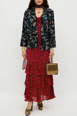 Vintage Red Polka Dot Ruffle Maxi Dress β Romantic Boho Summer Dress with Tiered Hem