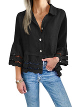 Women's Eyelet Lace Blouse Tops
