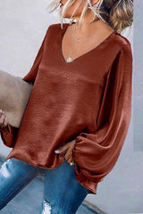 Heididress Taina V Neck Lantern Sleeve Top