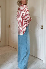 Heididress Long Sleeves Button Down Striped Blouse Shirt