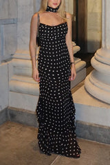 Heididress Ruffle Hem Polka Dot Maxi Cami Dress