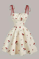 Elegant Little Cherry Print Camisole Dress