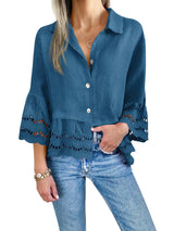 Women's Eyelet Lace Blouse Tops