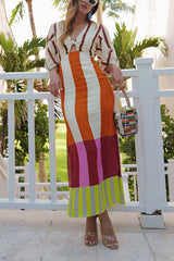Heididress Knot Front Cut Out Puff Sleeves Side Slit Printed Midi Dress