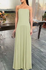 Heididress Strapless Tube Patchwork Pleated Maxi Dress
