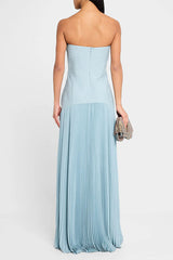 Heididress Strapless Tube Patchwork Pleated Maxi Dress