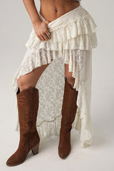 New Collection High-End Lace Western Style Irregular Midi Skirt