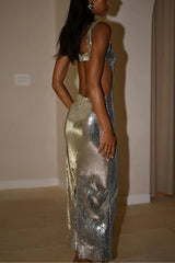 Heididress Sleeveless Open Back Sequin Bodycon Maxi Party Dress