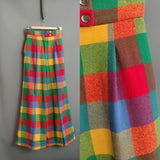 Retro Plaid Wide-Leg Pants